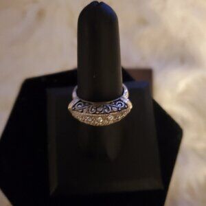 925 Pure Silver Luxury Cocktail Ring ((size 8))